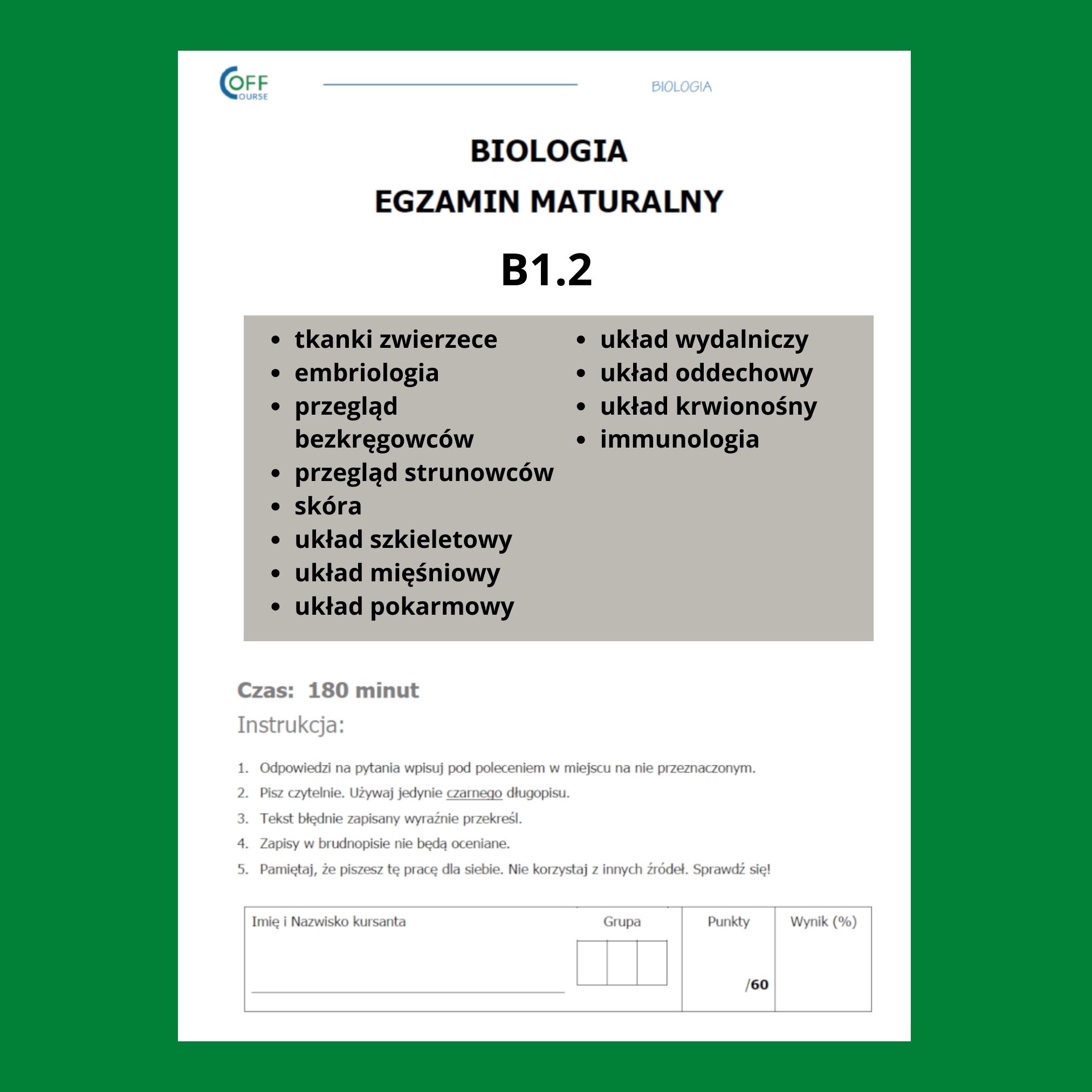 Matura próbna B1.2 z BIOLOGII